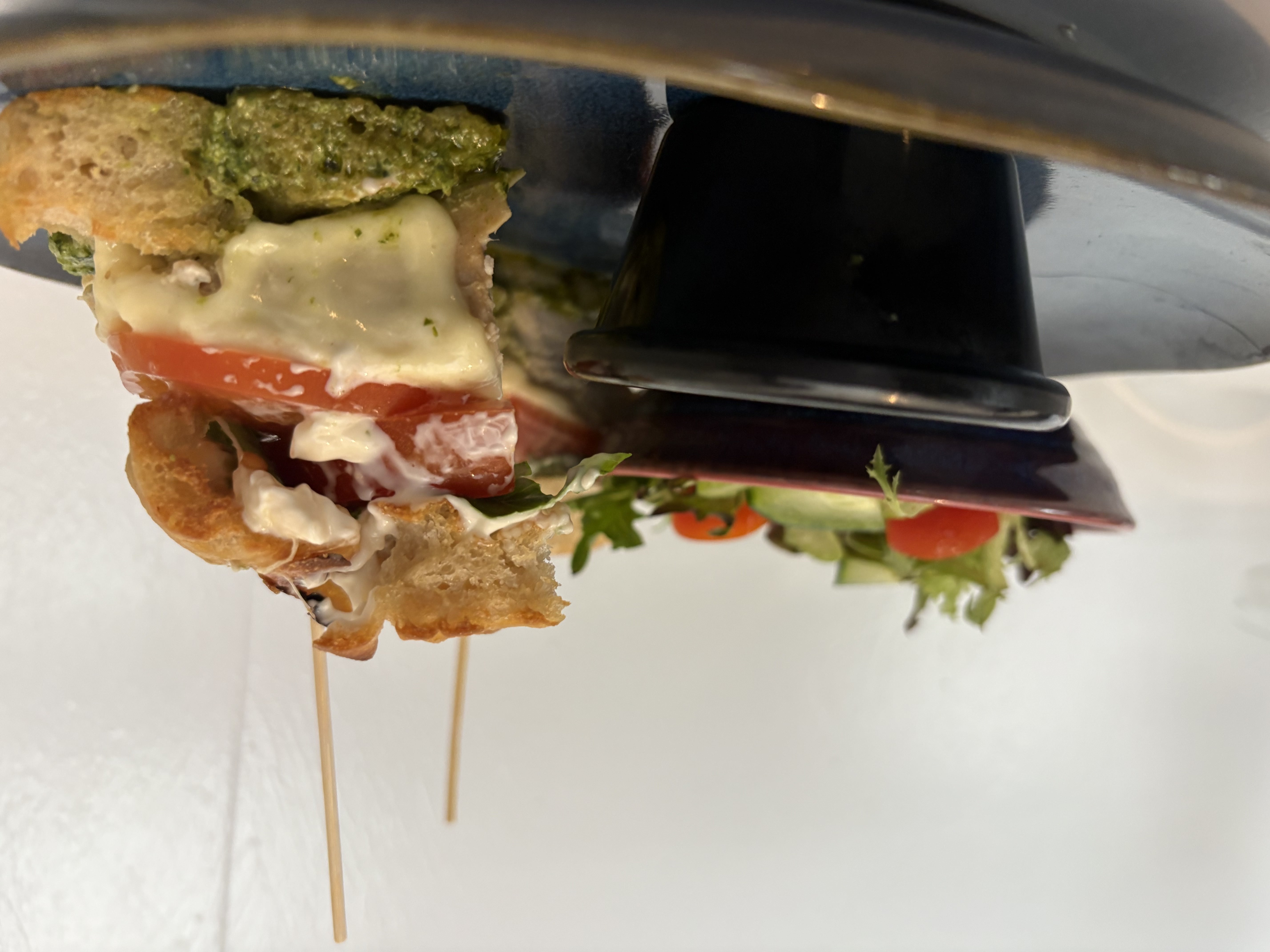 The Ragtime Café Caprese Sandwich with side salad